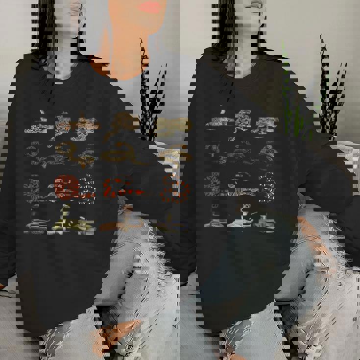 様々な種類の蛇 男の子 女の子 教育用ヘビ レディーススウェットシャツ 彼女への贈り物