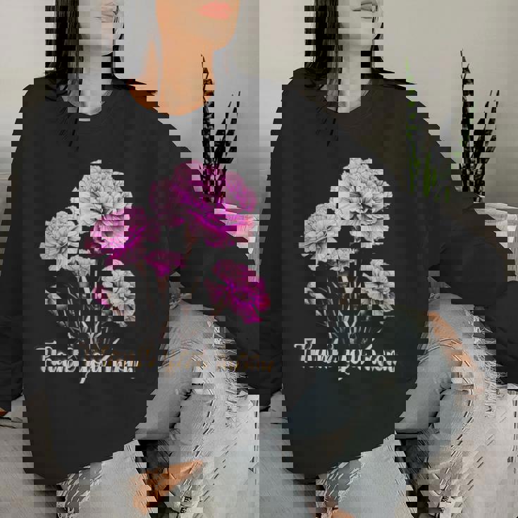 母の日 カーネーション 花 きれい ありがとう お母さん レディーススウェットシャツ 彼女への贈り物