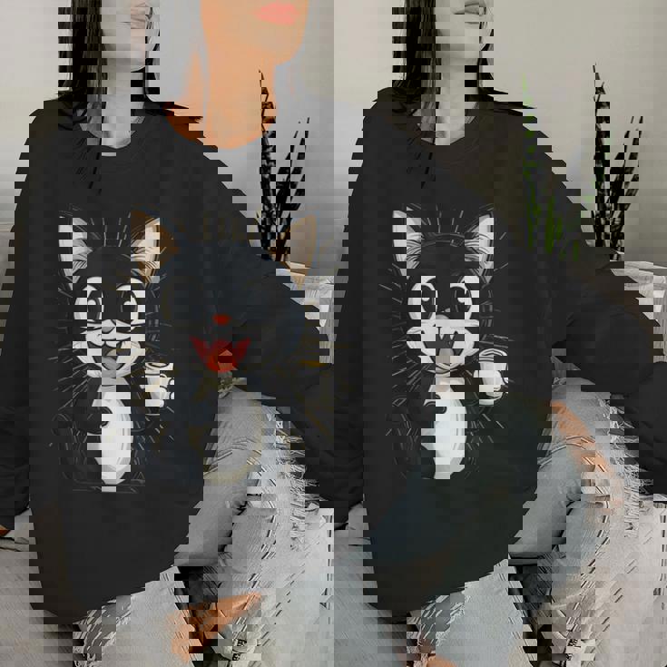 男の子と女の子のための素晴らしい猫のカップ衣装。 レディーススウェットシャツ 彼女への贈り物