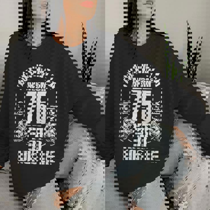 男性、女性、75歳の誕生日への75歳の誕生日プレゼント レディーススウェットシャツ 彼女への贈り物