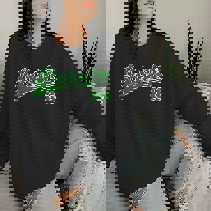 緑寿祝い 野球 野球好き 野球ユニフォーム風 Rokuju 文字 父 母 男性 女性 66歳 誕生日 レディーススウェットシャツ 彼女への贈り物