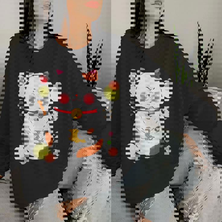 花より団子猫 Cat 猫 メンズ レディース ペット 動物 和風 キャラt レディーススウェットシャツ 彼女への贈り物