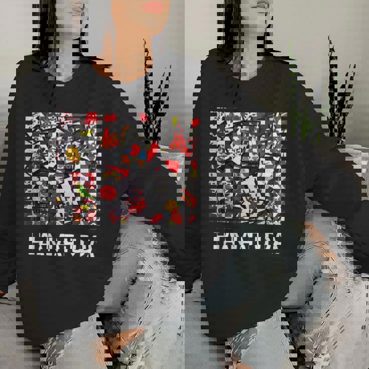 花札tシャツ 日本 カードゲーム レディーススウェットシャツ 彼女への贈り物