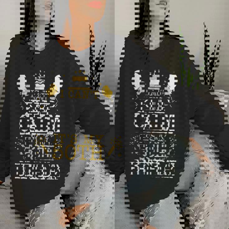 花火とケーキ I Can't Keep Calm It's My 50Th Birthday レディーススウェットシャツ 彼女への贈り物