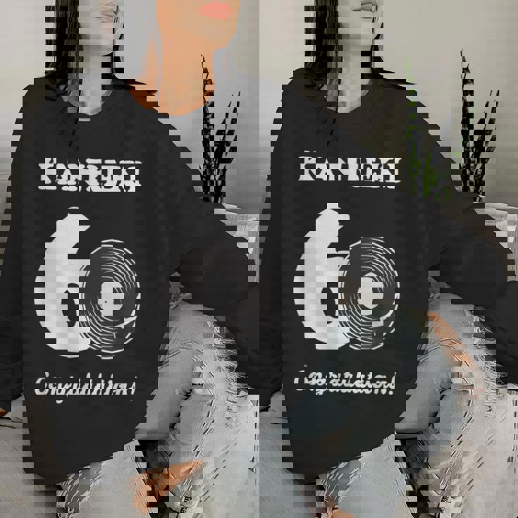 還暦祝い レトロ 音楽好き レコード好き 父 男性 女性 還暦 お祝い 60歳 おしゃれ レディーススウェットシャツ 彼女への贈り物