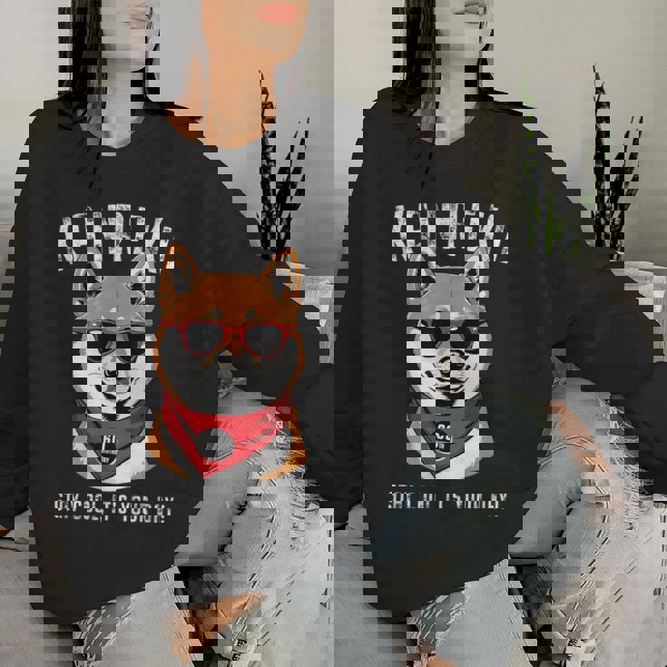 還暦祝い 犬 柴犬 サングラス 父 男性 女性 母 犬好き 還暦 お祝い 60歳 おもしろ おもろい レディーススウェットシャツ 彼女への贈り物