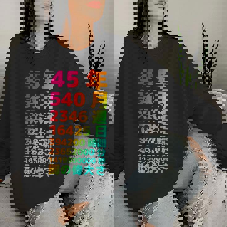 面白い45歳の誕生日の古いメーター 面白い45歳のギフト 女性 男性 面白い電卓 45歳の誕生日のギフト レディーススウェットシャツ 彼女への贈り物