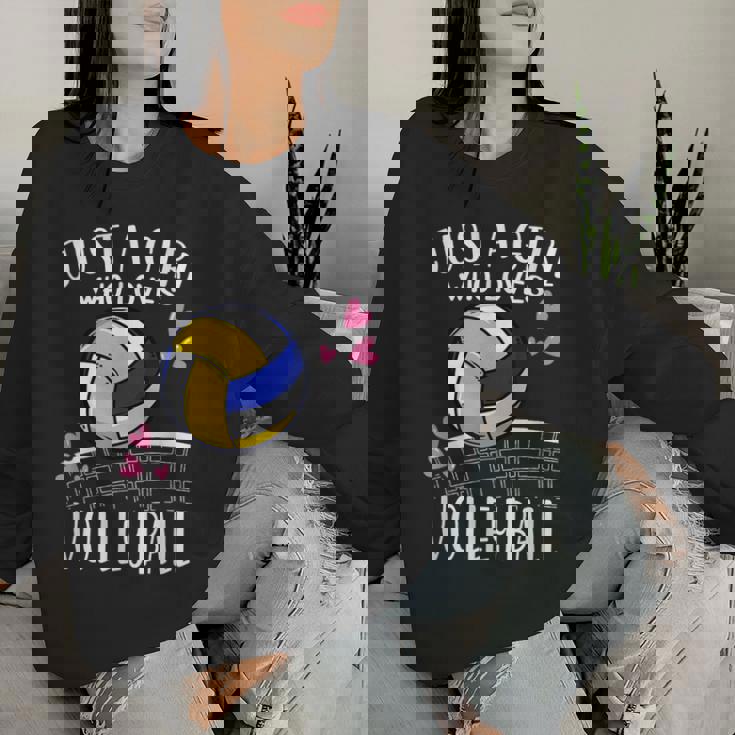 面白いバレーボール愛好家バレーボールを愛するただの女の子 レディーススウェットシャツ 彼女への贈り物