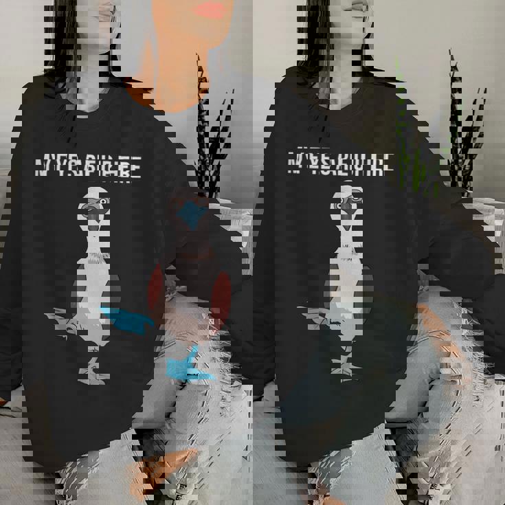 面白い鳥の贈り物女性男性アオアシカツオドリ レディーススウェットシャツ 彼女への贈り物