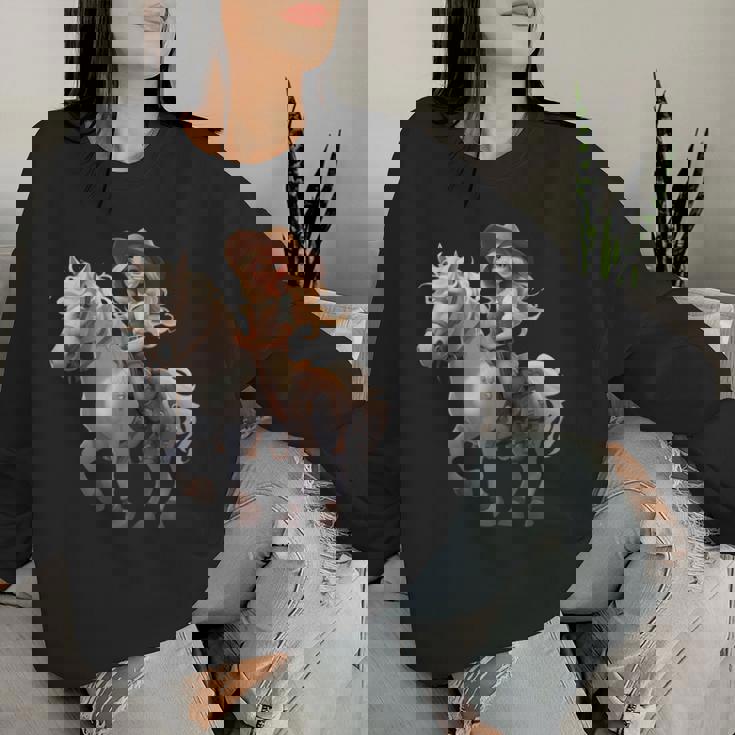 馬 女の子 西洋 乗馬 ポニー 水彩 馬 レディーススウェットシャツ 彼女への贈り物