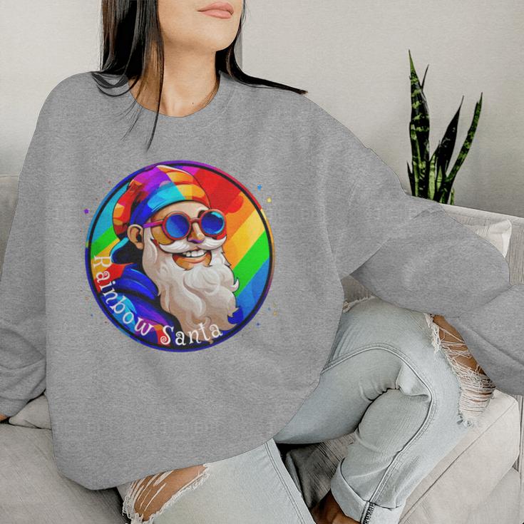 Santaclaus Rainbow 長袖tシャツ レディーススウェットシャツ 彼女への贈り物