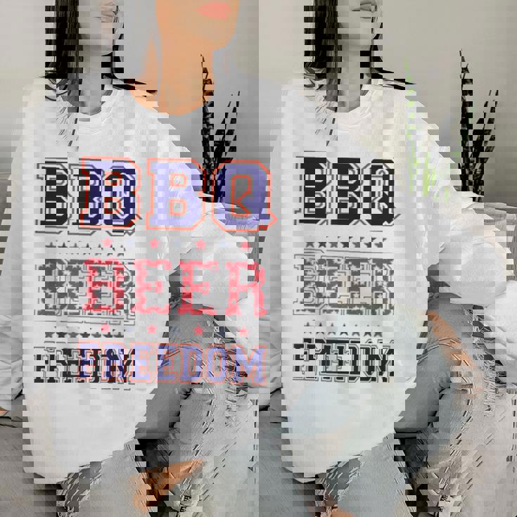 Bbq Beer Freedom レディーススウェットシャツ 彼女への贈り物