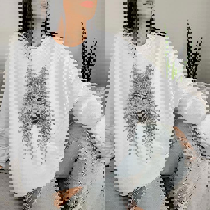 Camisa Sudadera Lobo Luna Lobos Blancos Sudadera De Lobo Para