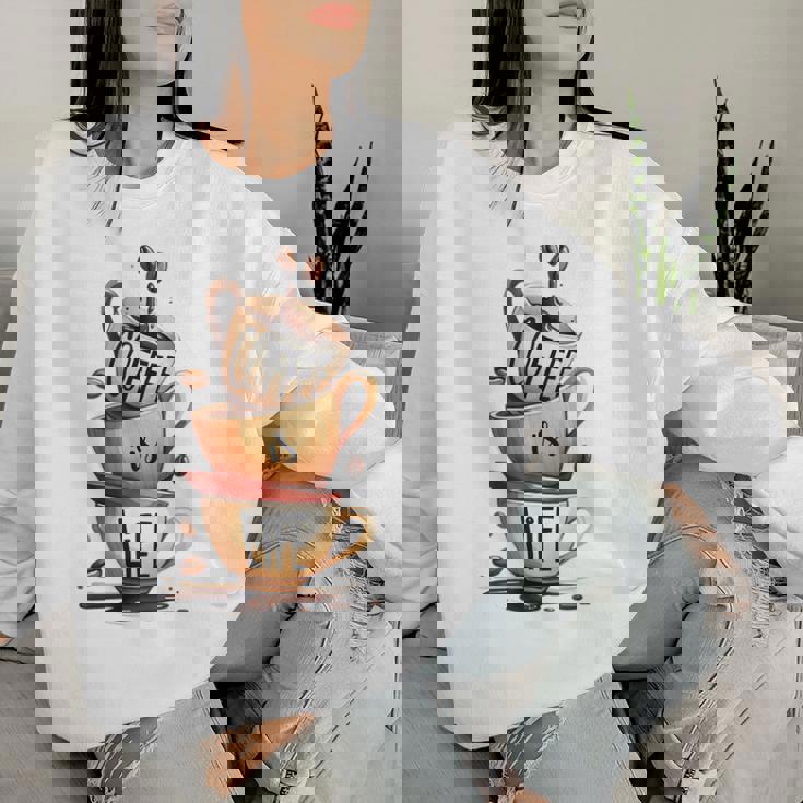 Coffee Is Life 愉快なコーヒー好きのギフト レディーススウェットシャツ 彼女への贈り物