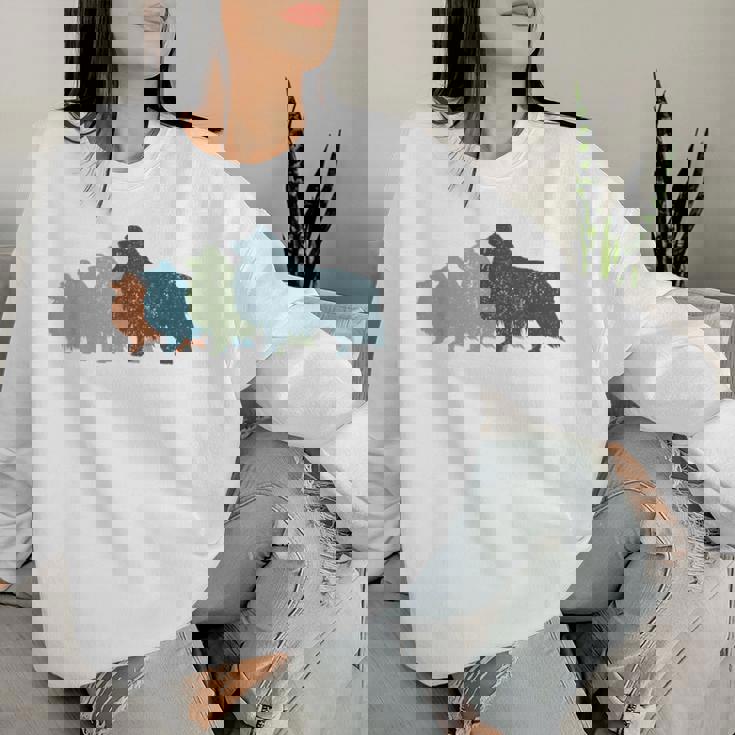 Dog Mom & Dad シルエット ヴィンテージ シェルティ シェットランド シープドッグ レディーススウェットシャツ 彼女への贈り物