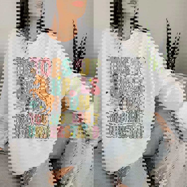 Groovy 乗馬 乗馬 乗馬 つま先アップ ヒールダウン レディーススウェットシャツ 彼女への贈り物