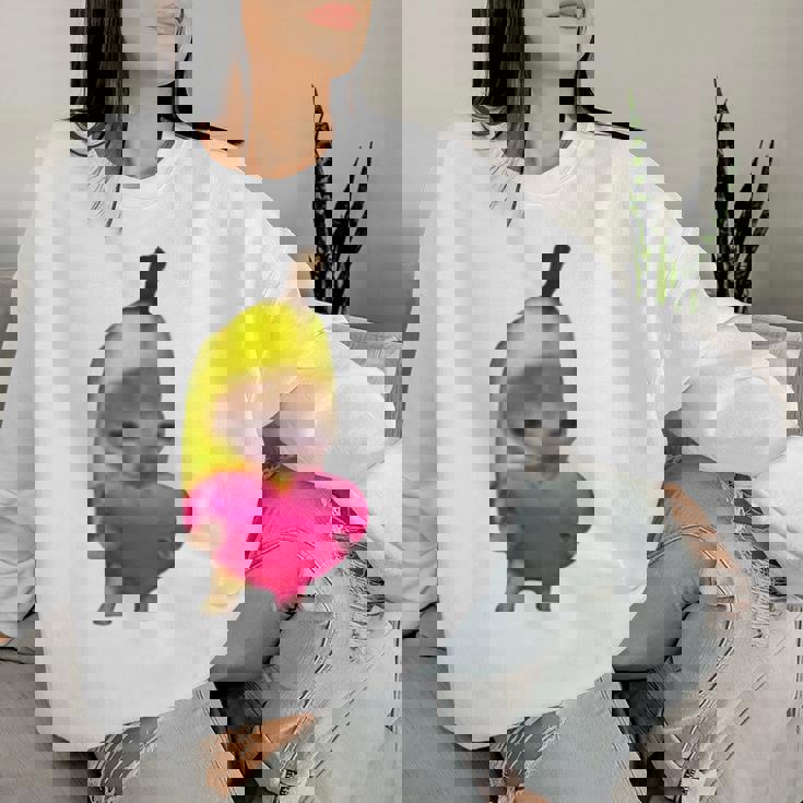 Happy Banana Cat レディーススウェットシャツ 彼女への贈り物