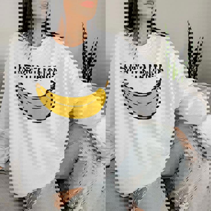 Happy Banana ファニーバナナラブ フルーツバナナ スマイリーフェイス レディーススウェットシャツ 彼女への贈り物