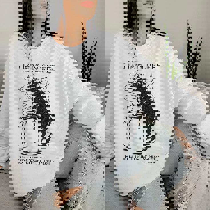 Magic Coffee Cat 面白い猫 レディーススウェットシャツ 彼女への贈り物