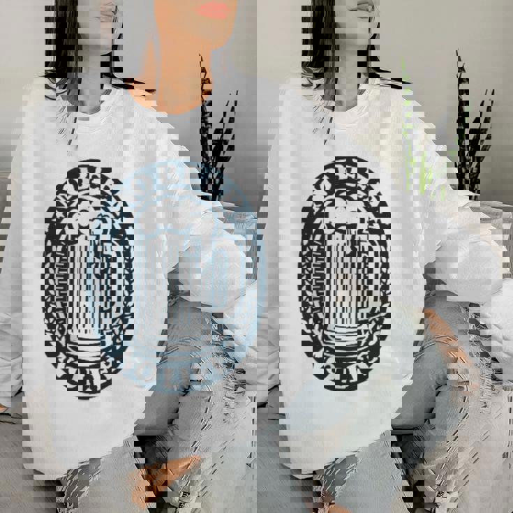 No Beer No Life ヴィンテージ飲料 ビール愛好家向け 左胸 レディーススウェットシャツ 彼女への贈り物