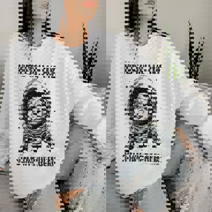 Otter Dad Mompace ヒューストン問題カワウソ レディーススウェットシャツ 彼女への贈り物