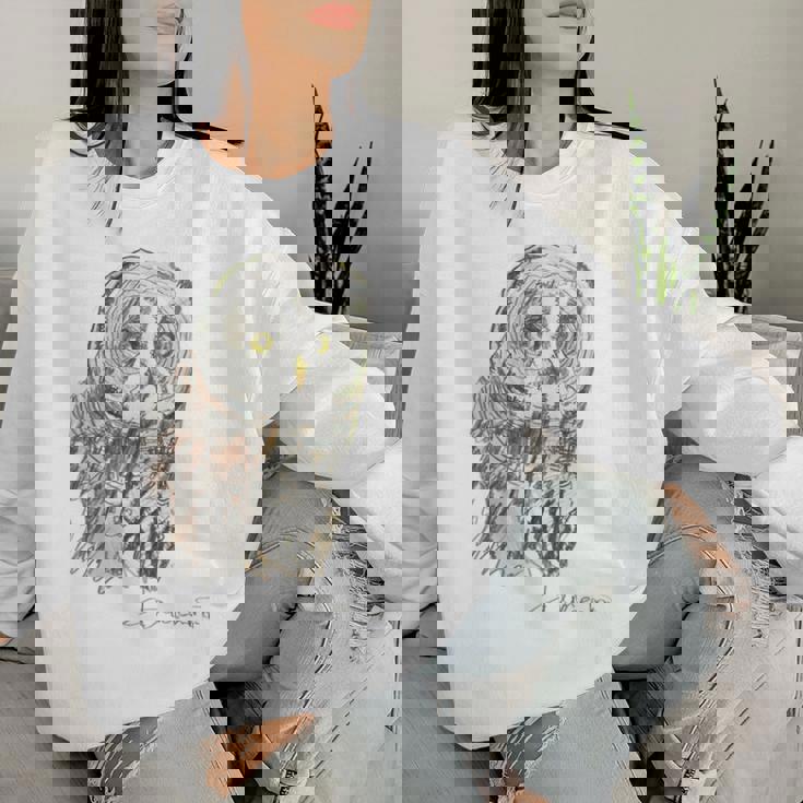 Owl Drawing レディーススウェットシャツ 彼女への贈り物