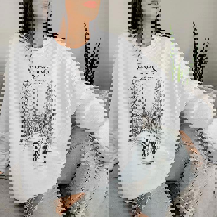 Paris France Eiffel Tower French Girl City Of Love Souvenir Women Sweatshirt Gifts for Her