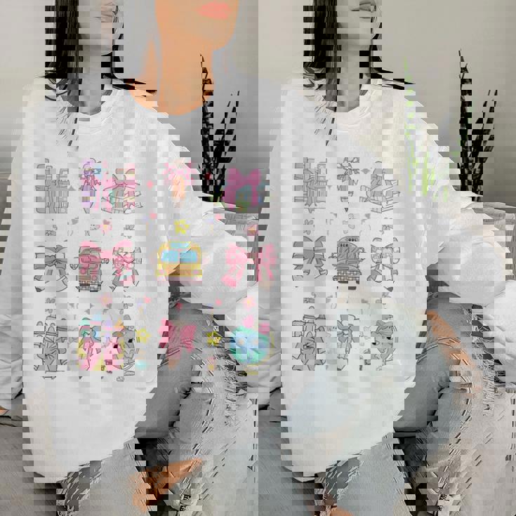 School Pencils And Bows Teacher Bow Coquette Pencil Girls Women Sweatshirt Gifts for Her School Pencils And Bows Teacher Bow Coquette Pencil Girls Women Sweatshirt Gifts for Her