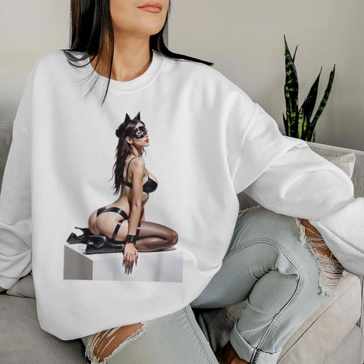 Sexy Girl グラフィックtシャツ セクシー「バッドキティ」ピンナップガール カットアウト。 レディーススウェットシャツ 彼女への贈り物