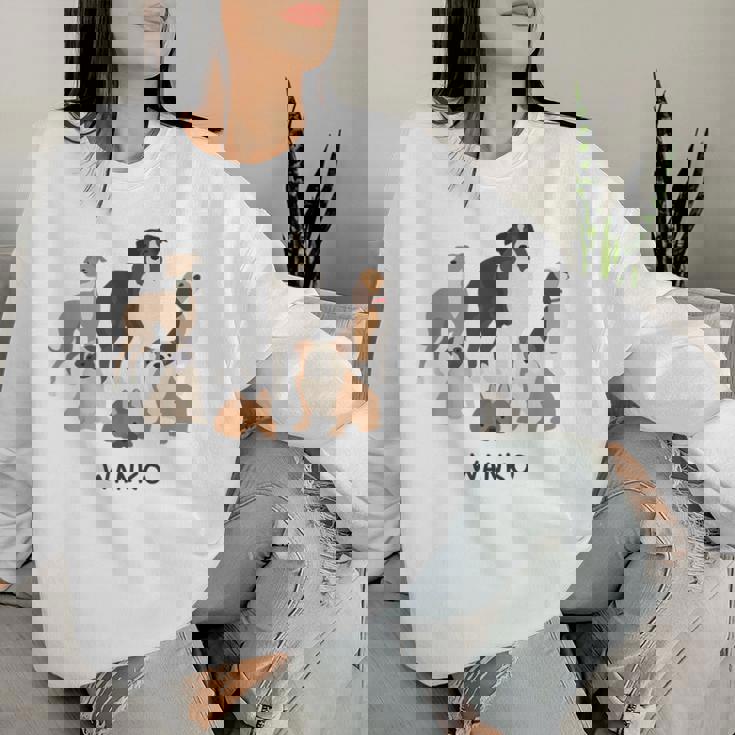 いぬ わんこ 大集合 イラスト おしゃれ シンプル かわいい 手書き 犬飼い 犬好き 女性 男性 犬柄 レディーススウェットシャツ 彼女への贈り物