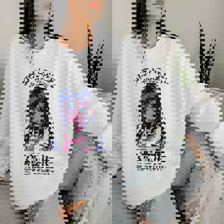 かわいい 和 かわいい アニメ 女の子 イラスト グラフィック デザイン レディーススウェットシャツ 彼女への贈り物