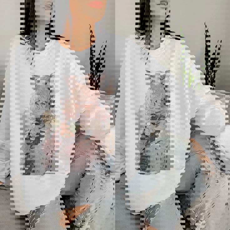 アニメ ワイフ かわいい アニメ 漫画 猫 女の子 甘い レトロ 日本 レディーススウェットシャツ 彼女への贈り物