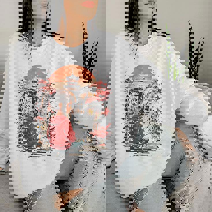 アニメ 女の子 日本 バックプリント レディーススウェットシャツ 彼女への贈り物