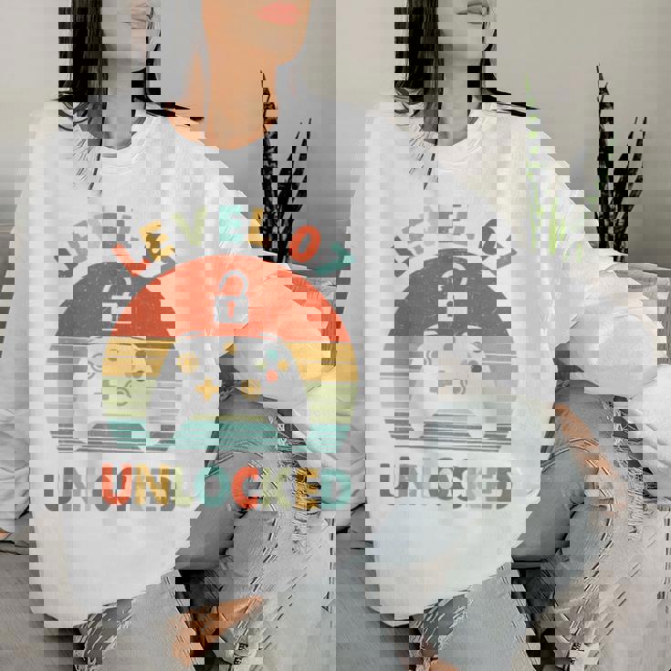 キッズ Level 7 Unlocked 7Th Birthday Gamer For Boys & Girl レディーススウェットシャツ 彼女への贈り物