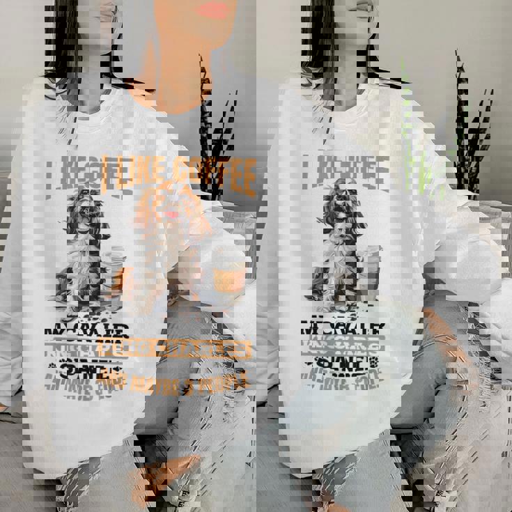 キャバリア・キング・チャールズ・スパニエル犬種 I Like Coffee My レディーススウェットシャツ 彼女への贈り物