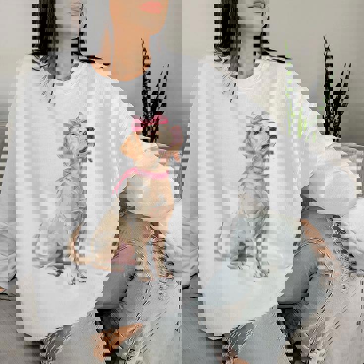 コケットボウ ラブラドールレトリバー 犬 ラボ ママ ピンクリボン 女の子 レディーススウェットシャツ 彼女への贈り物