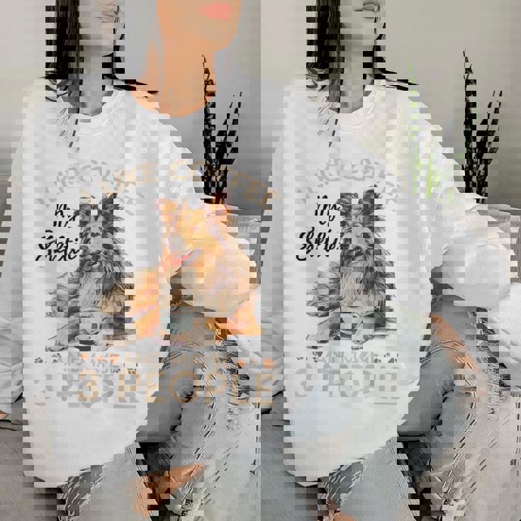 シェットランド・シープドッグ犬用シェルティ I Like Coffee Myheltie レディーススウェットシャツ 彼女への贈り物