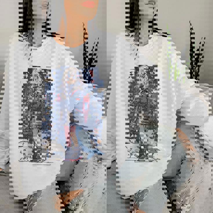 シャーク ワイフ 東京 アニメ ワイフ 女の子 かわいい カワイイ 漫画 レトロ 長袖tシャツ レディーススウェットシャツ 彼女への贈り物