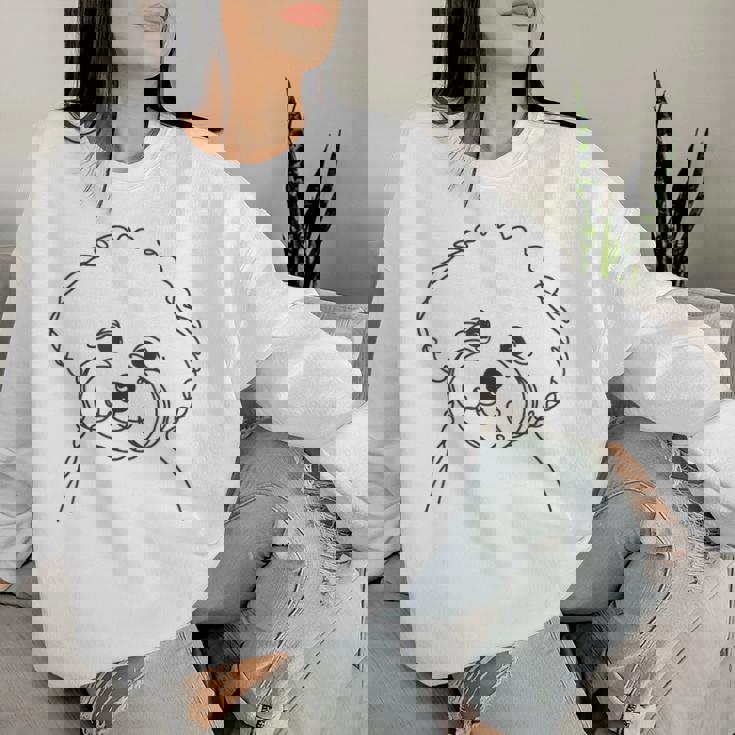 ラインアート Dad Mom Dog ビションフリーゼ レディーススウェットシャツ 彼女への贈り物