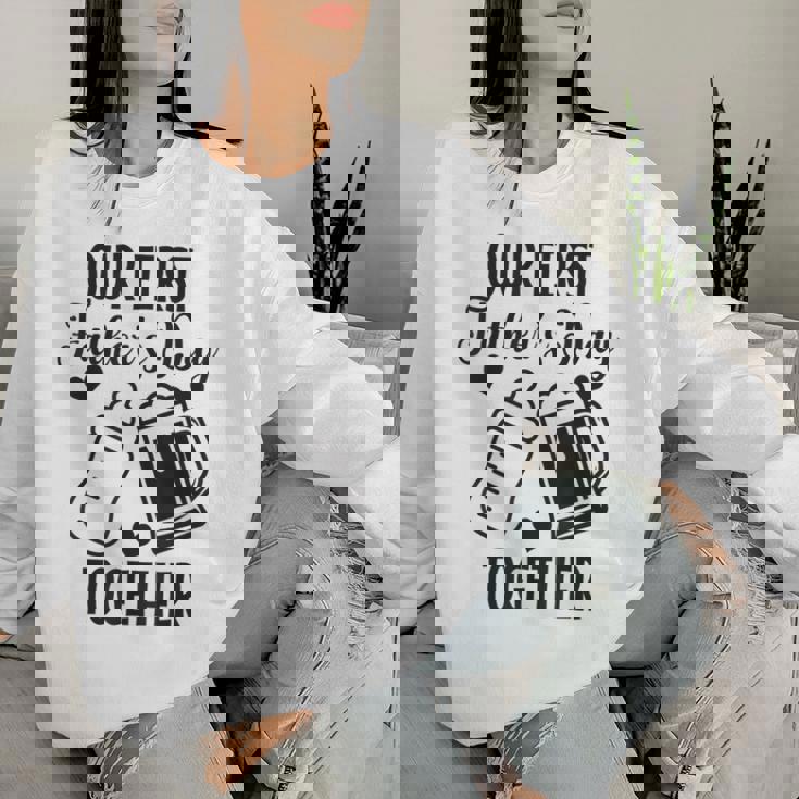 初めての父の日 Together Beer First Time Dad レディーススウェットシャツ 彼女への贈り物