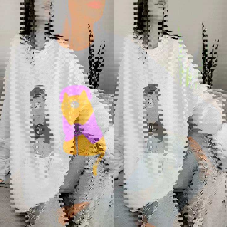 古希祝い 猫 ねこ ちゃんちゃんこ 男性 女性 猫好き 70歳 Cat Days Best Days レディーススウェットシャツ 彼女への贈り物