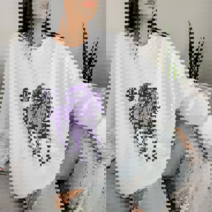 古希祝い 競馬好き うま 馬好き 父 母 男性 女性 70歳お祝い Life's Race Always Chase レディーススウェットシャツ 彼女への贈り物