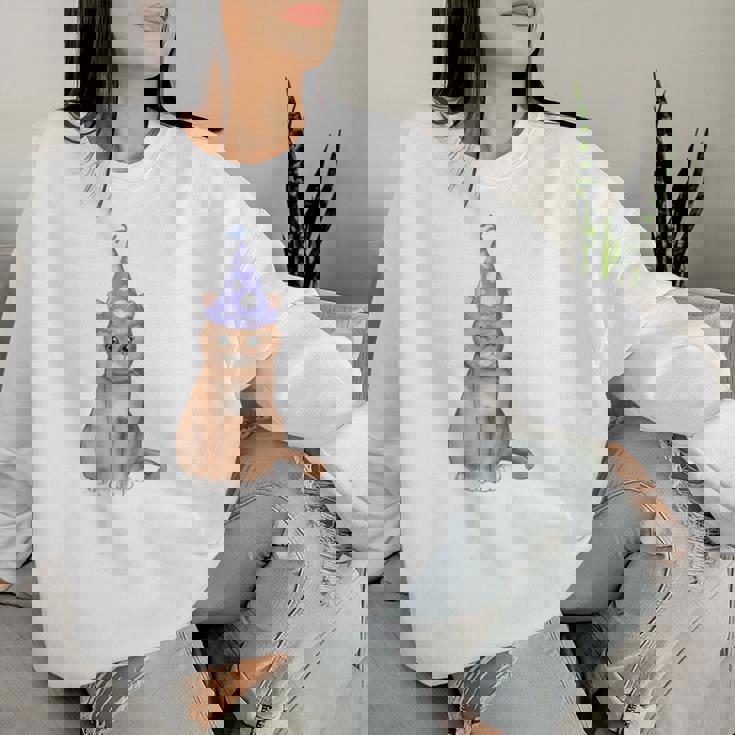 喜寿祝い 猫好き 男性 女性 喜寿 お祝い 77歳 かわいい ねこ おしゃれ 猫 紫色 レディーススウェットシャツ 彼女への贈り物