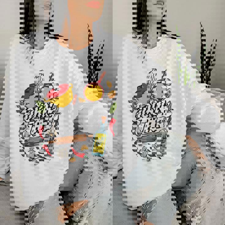 料理の日 宗教料理 シェフ向け 料理 男性 女性 長袖tシャツ レディーススウェットシャツ 彼女への贈り物