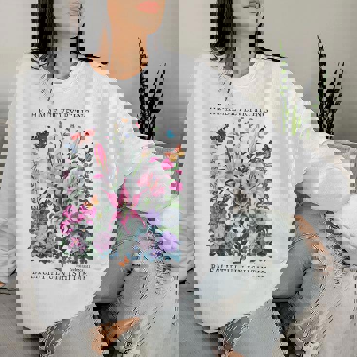 花柄 クリスチャン ティー 聖書 詩 伝道の書 3 レディーススウェットシャツ 彼女への贈り物