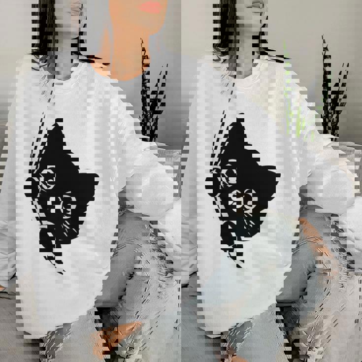 面白い猫 子猫 キティギフト 男性 女性 子供 男の子 女の子 長袖tシャツ レディーススウェットシャツ 彼女への贈り物