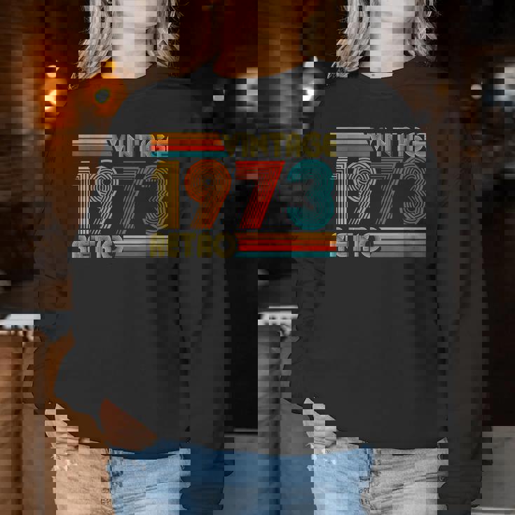 52歳の誕生日プレゼント 52歳 男性 女性 レトロ ヴィンテージ 1973 レディーススウェットシャツ 面白い贈り物