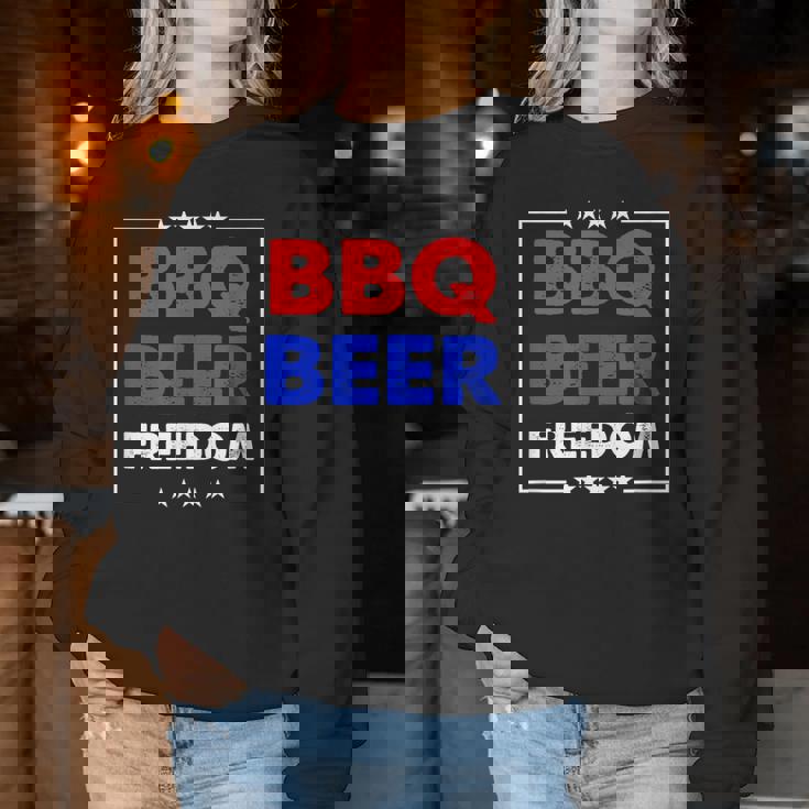 Bbq Beer Freedom シャツ レディーススウェットシャツ 面白い贈り物