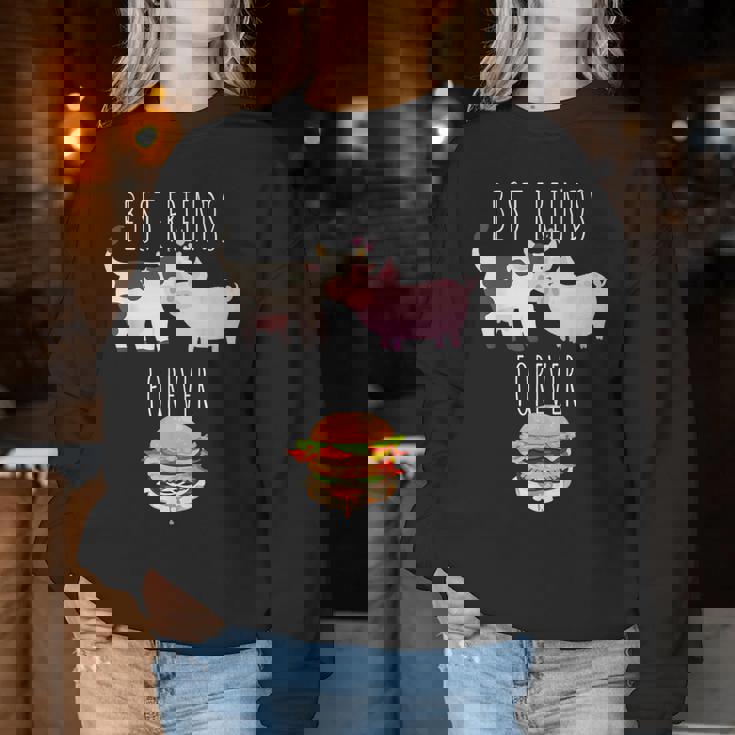 Best Friends Forever Beef Lover Pork Meat Bacon Burger レディーススウェットシャツ 面白い贈り物