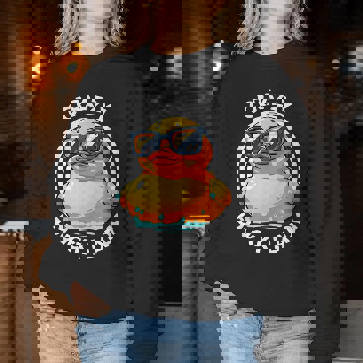 Crazy Duck Lady キュート アヒル ママ アヒルの所有者 面白い I Love Ducks レディーススウェットシャツ 面白い贈り物